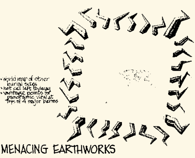Menacing Earthworks, view 1 (concept and art by Michael Brill). [option recommended by Team A]