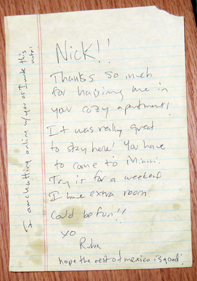 note for nick from ruba katrib at berkeley st. residency
