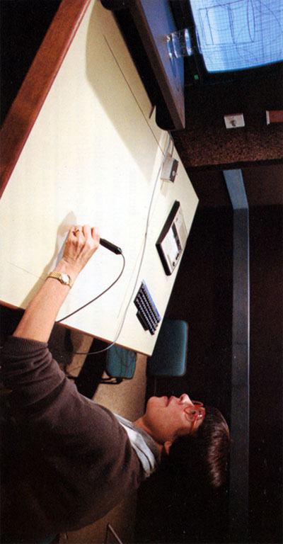 jennifer bartlett working on the quantel paintbox, 1986