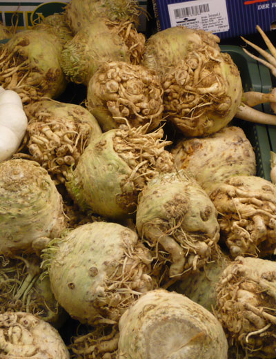 Ostrava celery root. I had to beg the grocery store police to let me keep this photo - they made me erase all the others I took inside the store.