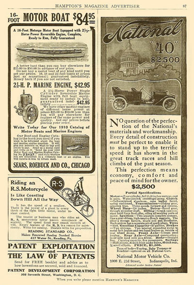 Advertisements from Hampton's Magazine, April 1910