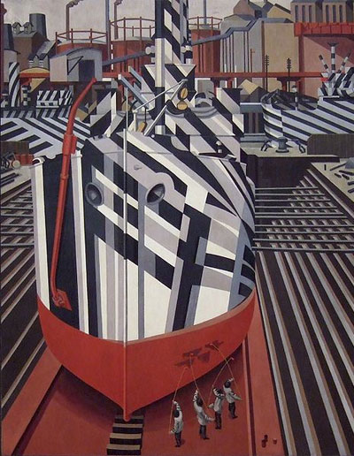 Dazzle-ships in Drydock at Liverpool by Edward Wadsworth, 1919