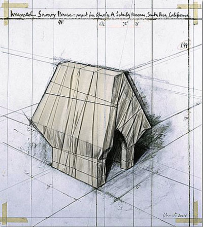 Christo Wrapped Snoopy House - Project for the Charles M. Schulz Museum, Christo, Hand-Collaged Lithograph, 2004