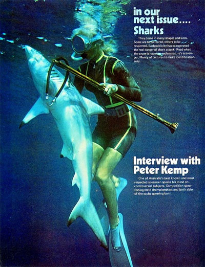 Valerie Taylor with shark, Fathom magazine