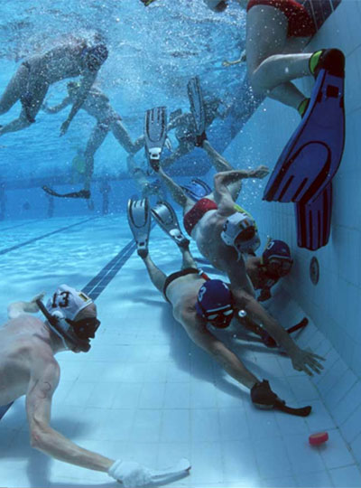 Underwater hockey match
