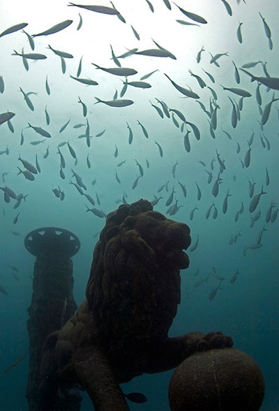 Lion column at Neptune Memorial Reef. Photo by Todd Essick
