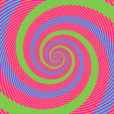 Green blue false color optical illusion